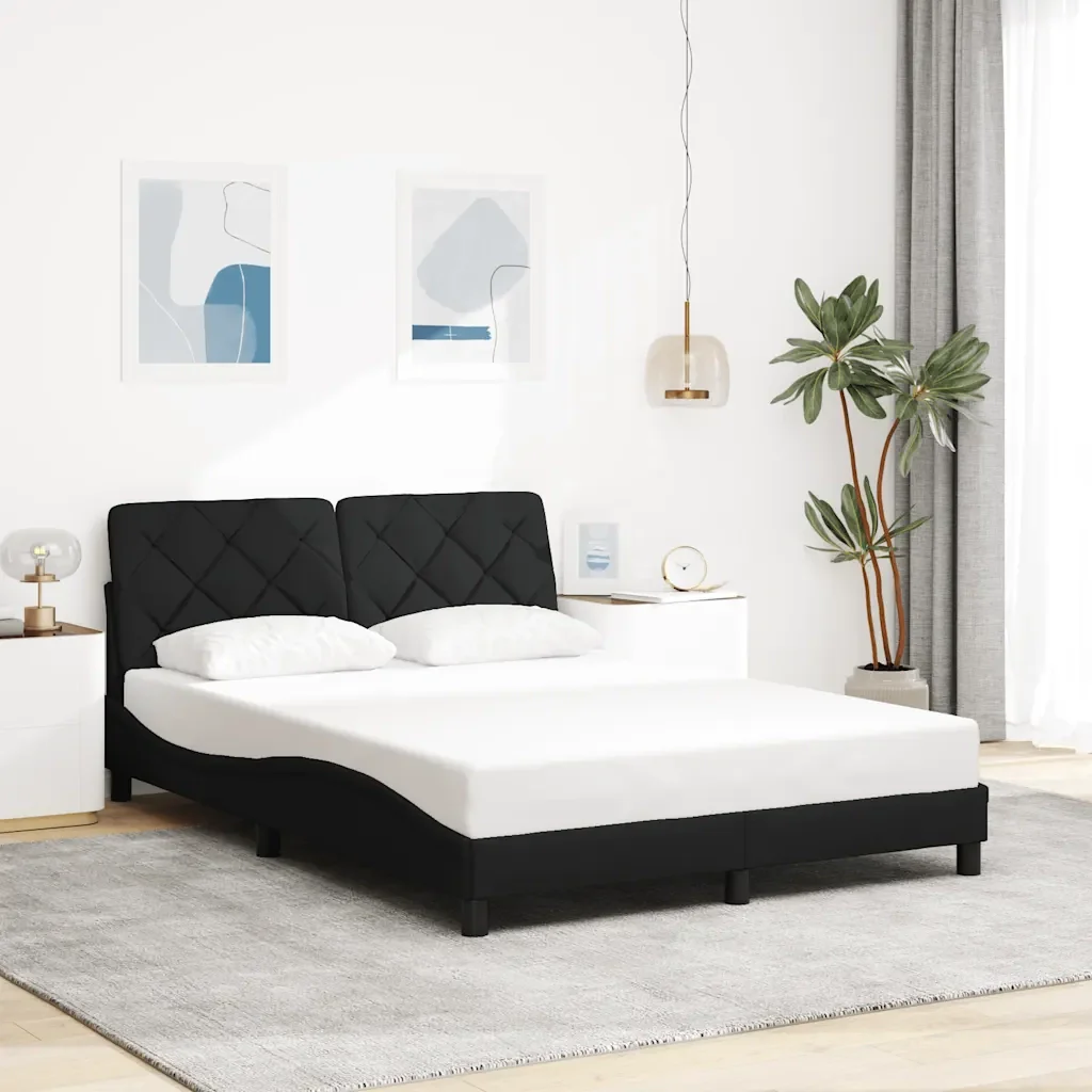 Letto matrimoniale | Letto per adulti | Giroletto senza Materasso Nero 120x200 cm Tessuto
