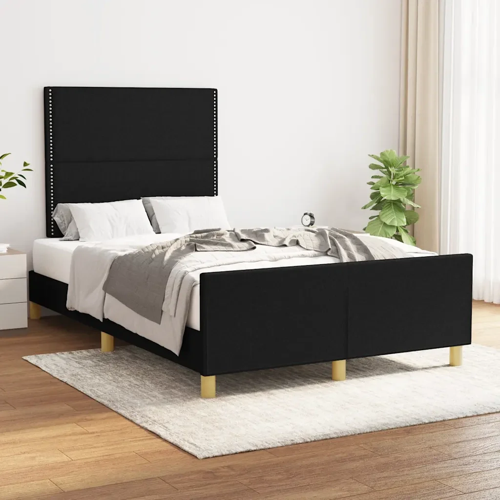 Letto matrimoniale | Letto per adulti | Giroletto senza Materasso Nero 120x200 cm Tessuto - Image 2