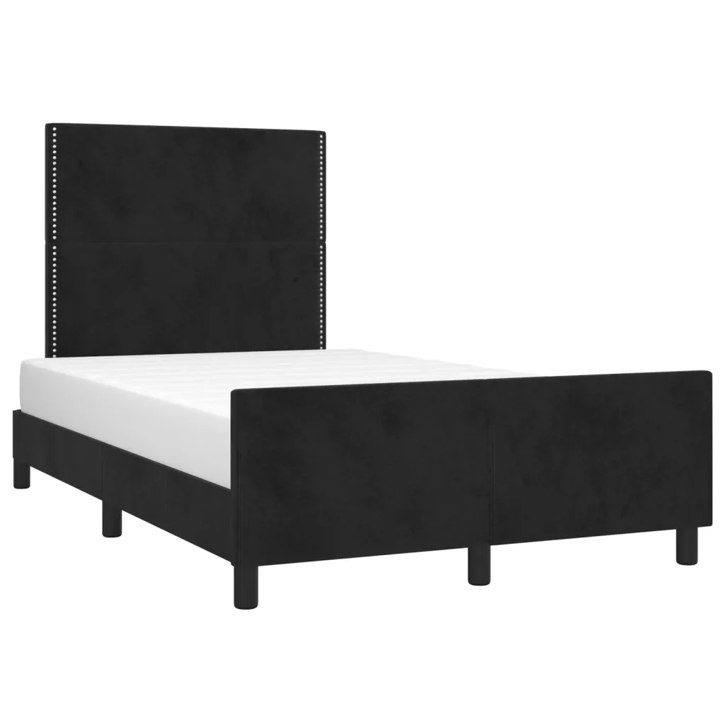 Letto matrimoniale | Letto per adulti | Giroletto senza Materasso Nero 120x200 cm Velluto - Image 4