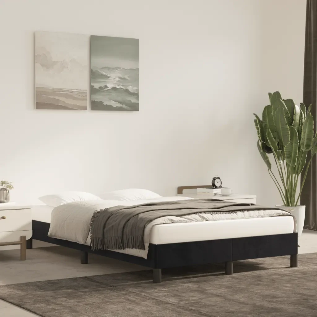 Letto matrimoniale | Letto per adulti | Giroletto senza Materasso Nero 120x200 cm Velluto - Image 2