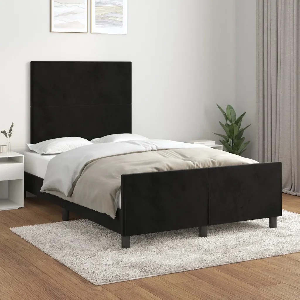 Letto matrimoniale | Letto per adulti | Giroletto senza Materasso Nero 120x200 cm Velluto - Image 2