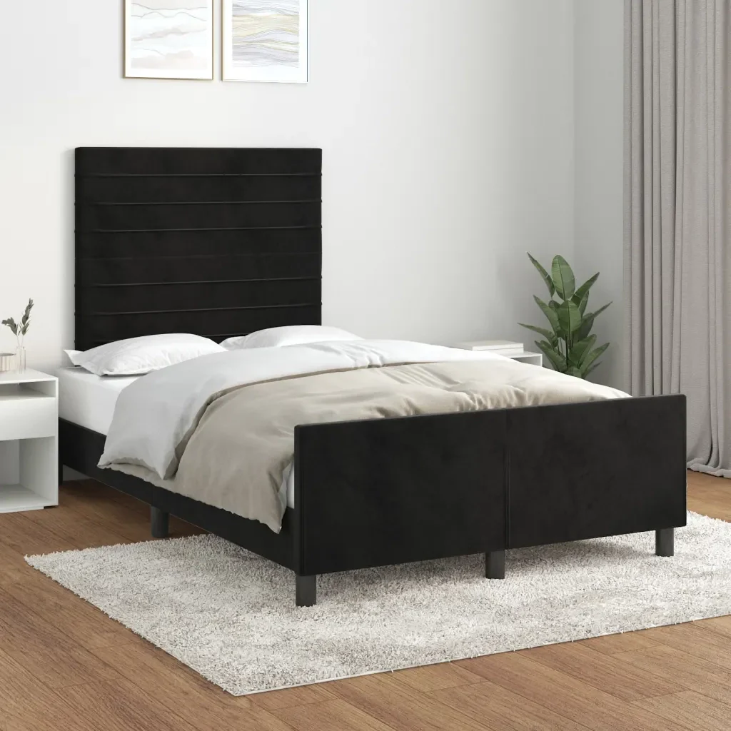Letto matrimoniale | Letto per adulti | Giroletto senza Materasso Nero 120x200 cm Velluto - Image 2