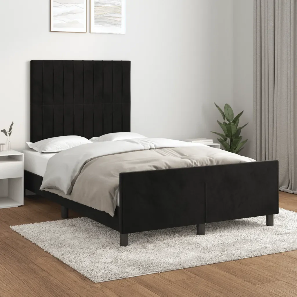 Letto matrimoniale | Letto per adulti | Giroletto senza Materasso Nero 120x200 cm Velluto - Image 2