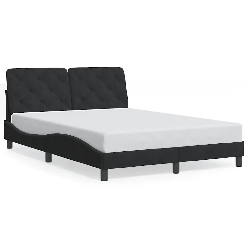 Letto matrimoniale | Letto per adulti | Giroletto senza Materasso Nero 120x200 cm Velluto