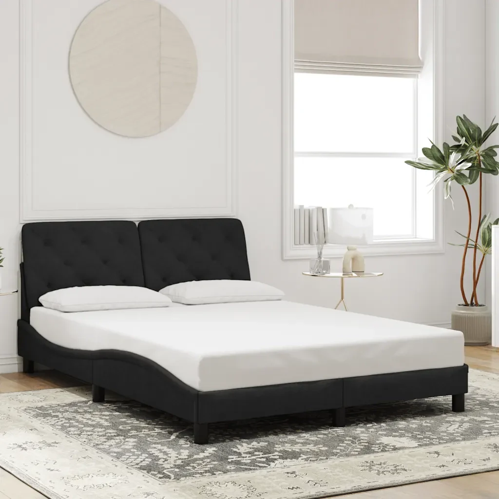 Letto matrimoniale | Letto per adulti | Giroletto senza Materasso Nero 120x200 cm Velluto - Image 2