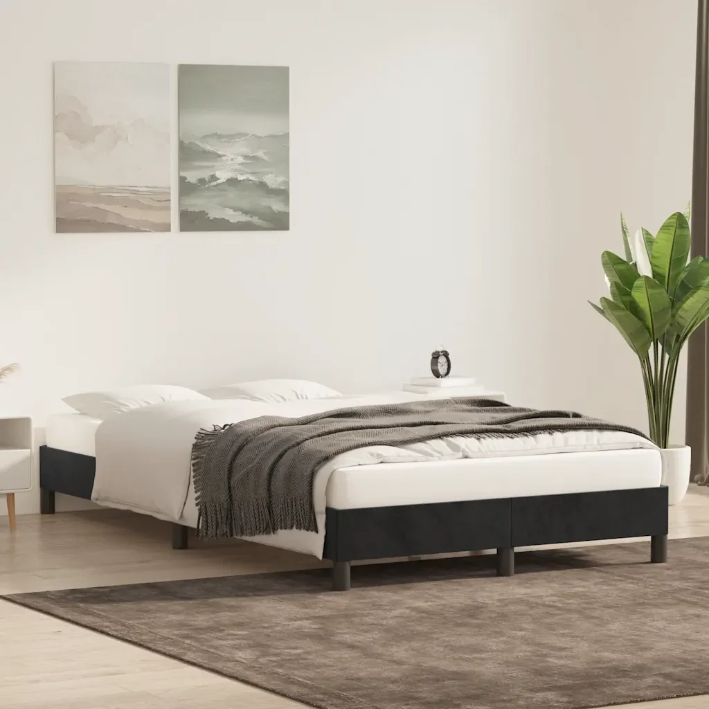 Letto matrimoniale | Letto per adulti | Giroletto senza Materasso Nero 120x210 cm Velluto - Image 3