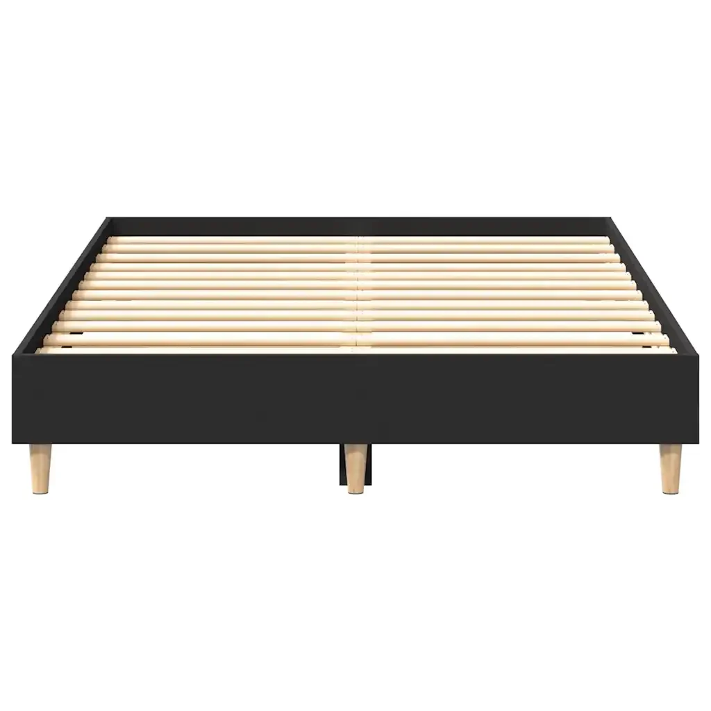 Letto matrimoniale | Letto per adulti | Giroletto senza Materasso Nero 135x190 cm in Legno Multistrato - Image 5