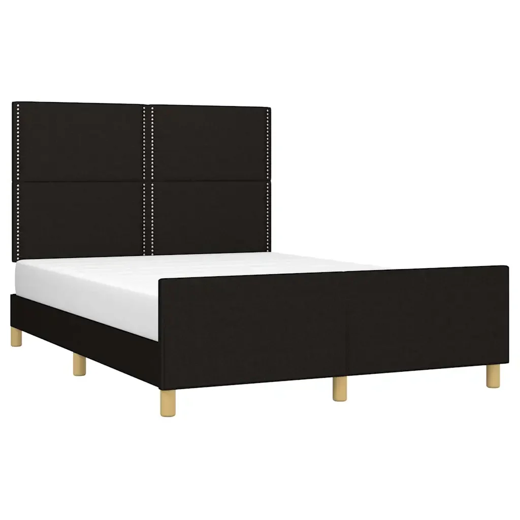 Letto matrimoniale | Letto per adulti | Giroletto senza Materasso Nero 140x190 cm in Tessuto - Image 4