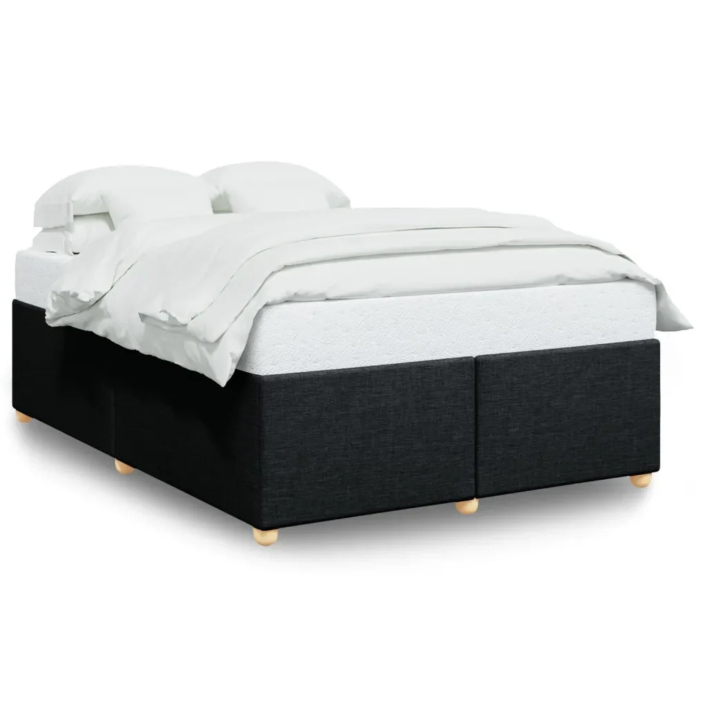 Letto matrimoniale | Letto per adulti | Giroletto senza Materasso Nero 140x190 cm in Tessuto