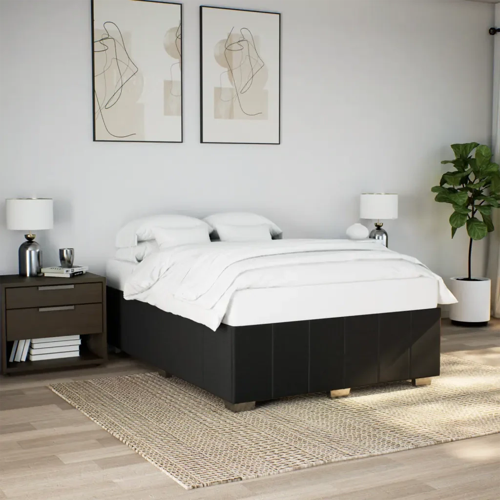 Letto matrimoniale | Letto per adulti | Giroletto senza Materasso Nero 140x190 cm in Tessuto - Image 2