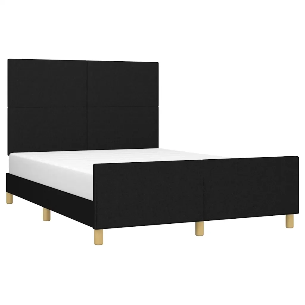 Letto matrimoniale | Letto per adulti | Giroletto senza Materasso Nero 140x190 cm in Tessuto - Image 4