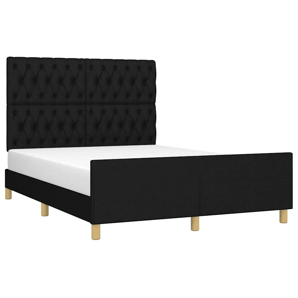 Letto matrimoniale | Letto per adulti | Giroletto senza Materasso Nero 140x190 cm in Tessuto - Image 4