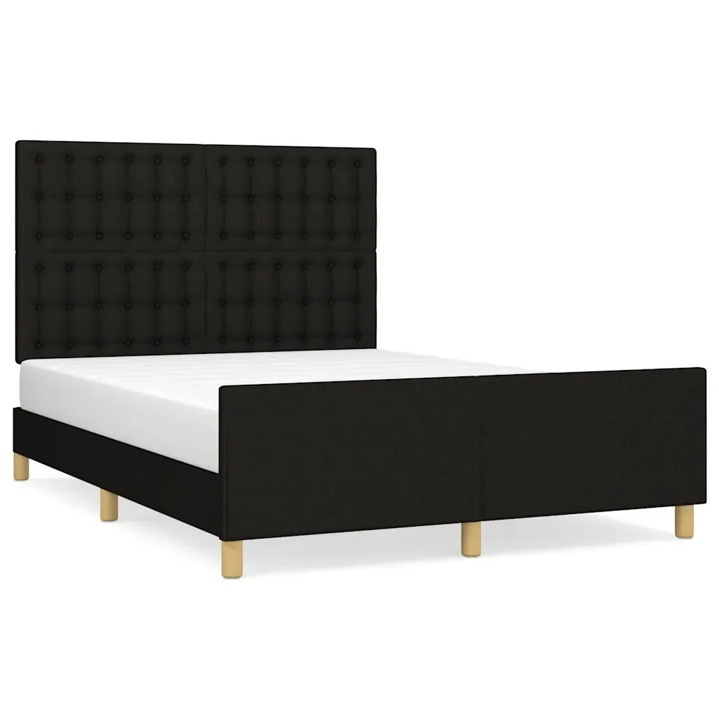 Letto matrimoniale | Letto per adulti | Giroletto senza Materasso Nero 140x190 cm in Tessuto