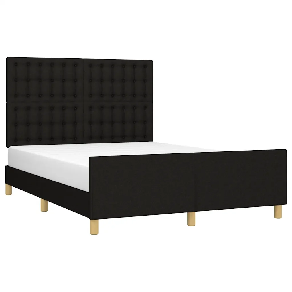 Letto matrimoniale | Letto per adulti | Giroletto senza Materasso Nero 140x190 cm in Tessuto - Image 4