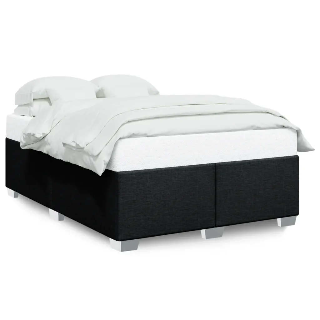 Letto matrimoniale | Letto per adulti | Giroletto senza Materasso Nero 140x190 cm in Tessuto