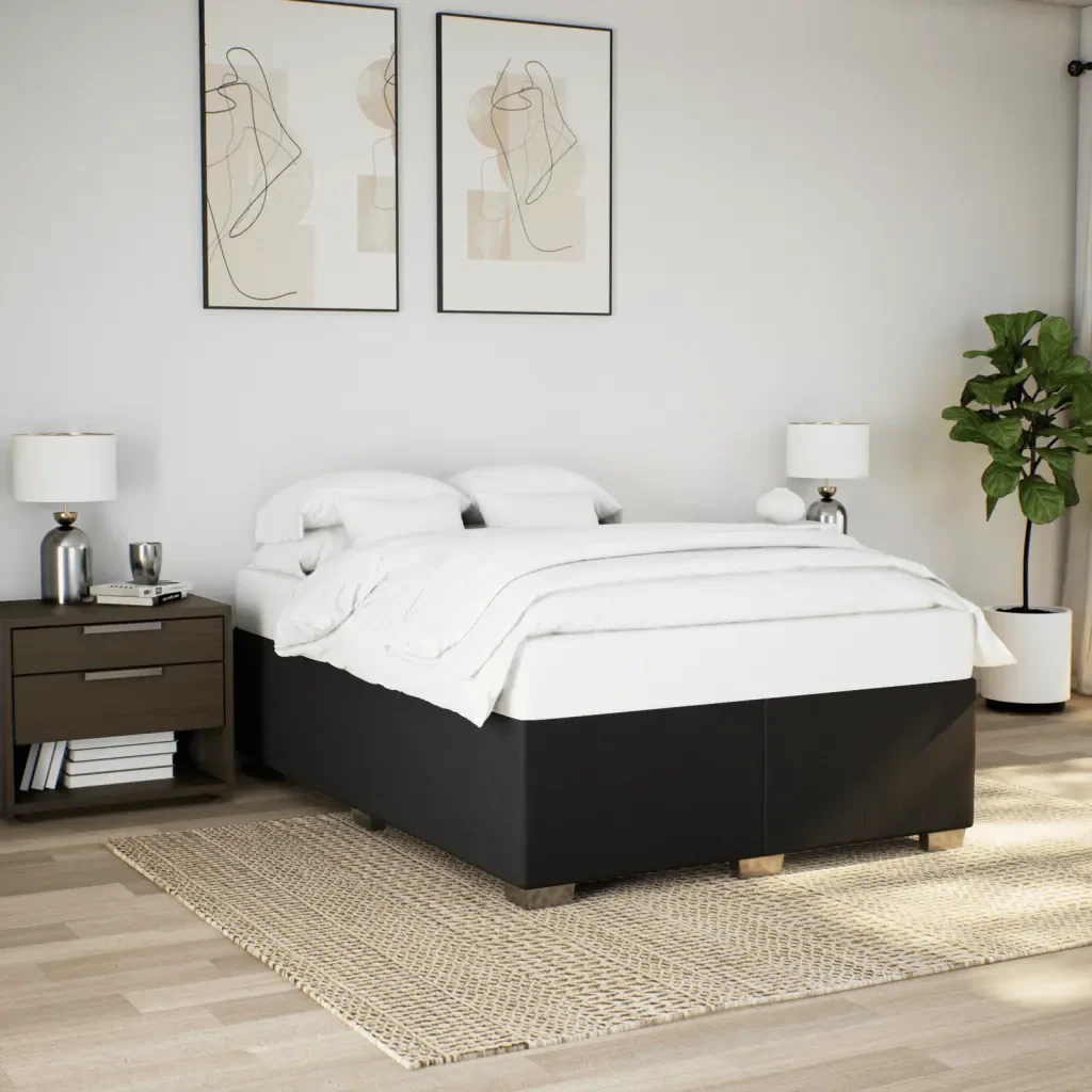 Letto matrimoniale | Letto per adulti | Giroletto senza Materasso Nero 140x190 cm in Tessuto - Image 2