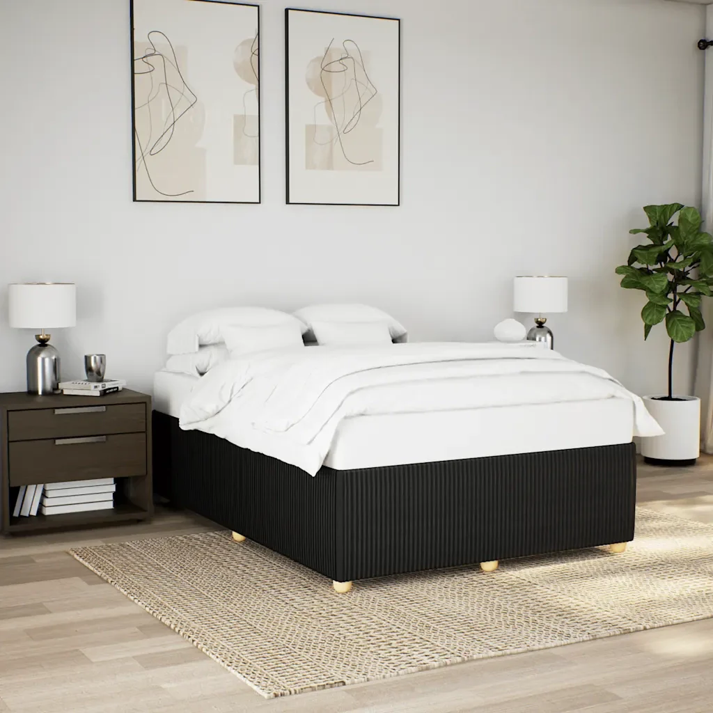 Letto matrimoniale | Letto per adulti | Giroletto senza Materasso Nero 140x190 cm in Tessuto - Image 2