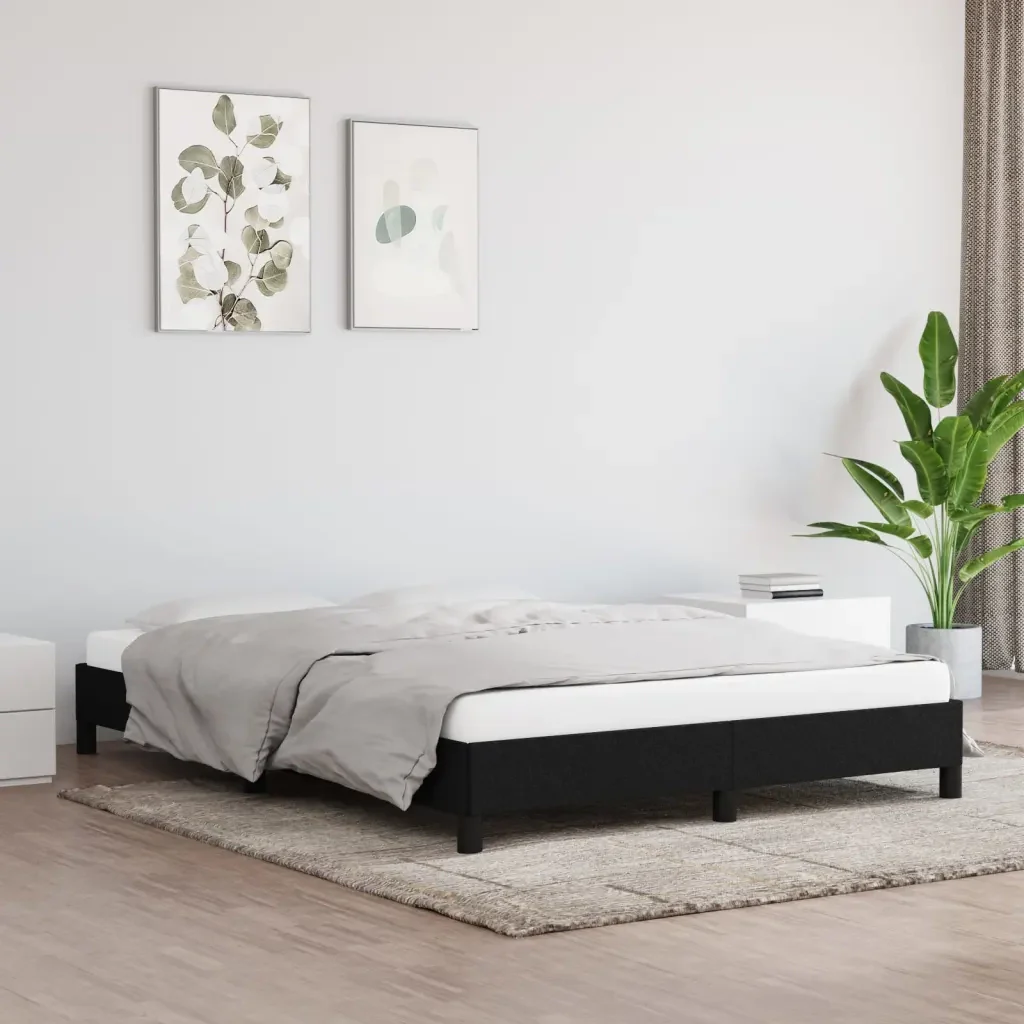 Letto matrimoniale | Letto per adulti | Giroletto senza Materasso Nero 140x190 cm in Tessuto - Image 2
