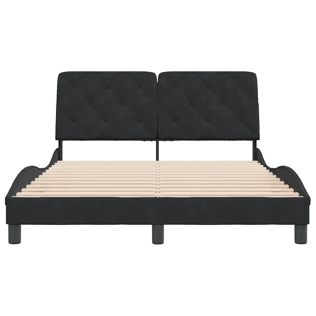 Letto matrimoniale | Letto per adulti | Giroletto senza Materasso Nero 140x190 cm in Velluto - Image 5