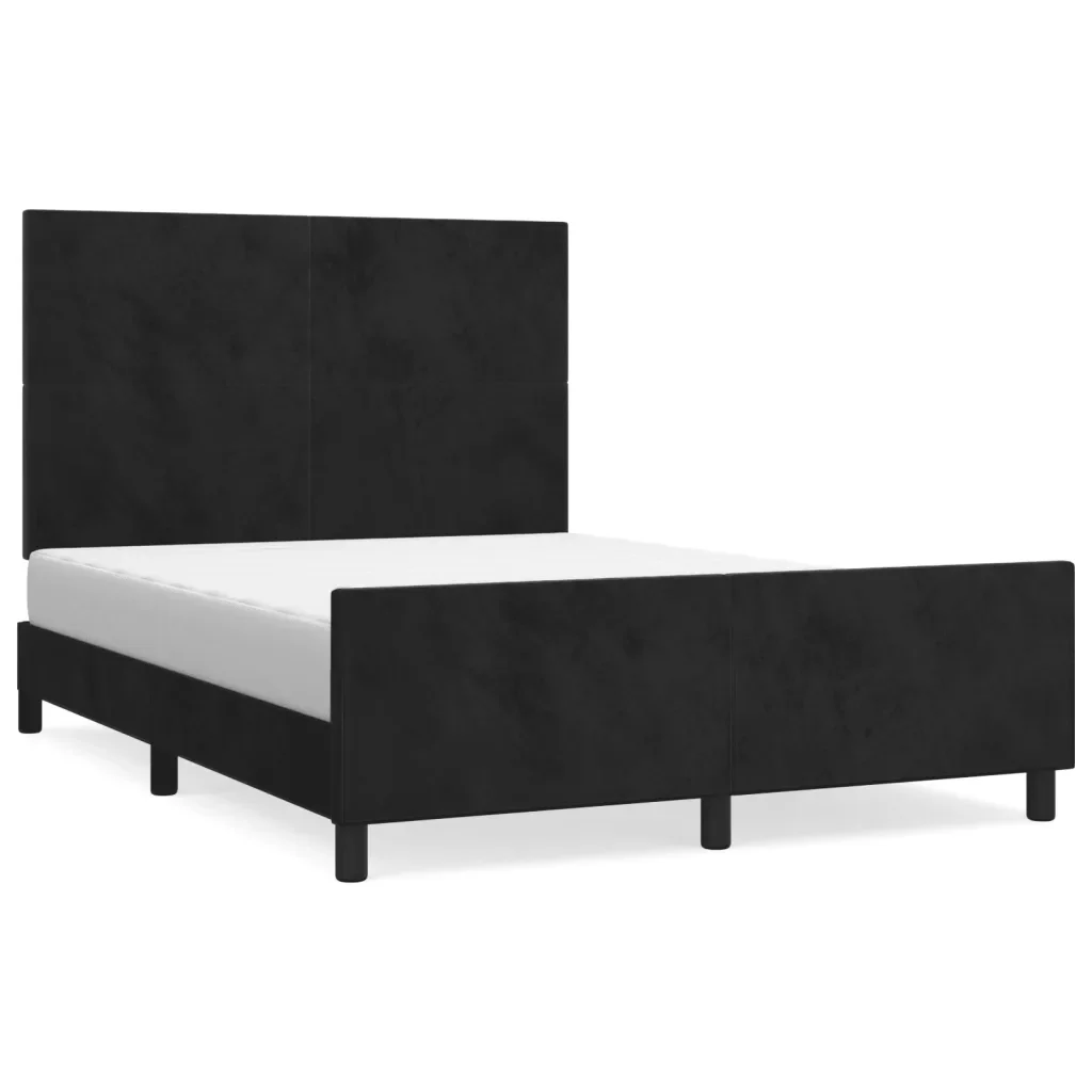 Letto matrimoniale | Letto per adulti | Giroletto senza Materasso Nero 140x190 cm in Velluto