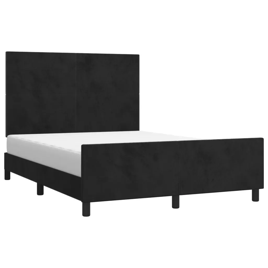Letto matrimoniale | Letto per adulti | Giroletto senza Materasso Nero 140x190 cm in Velluto - Image 3