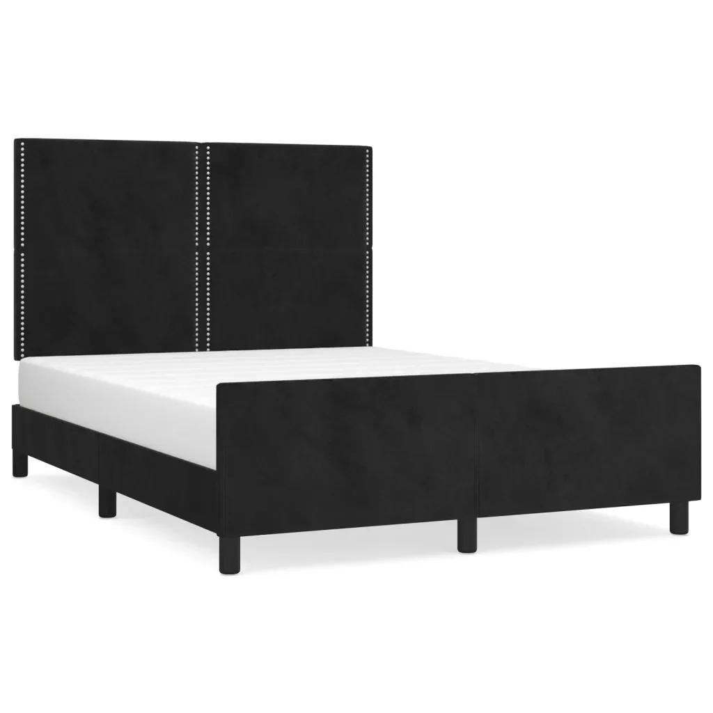 Letto matrimoniale | Letto per adulti | Giroletto senza Materasso Nero 140x190 cm in Velluto
