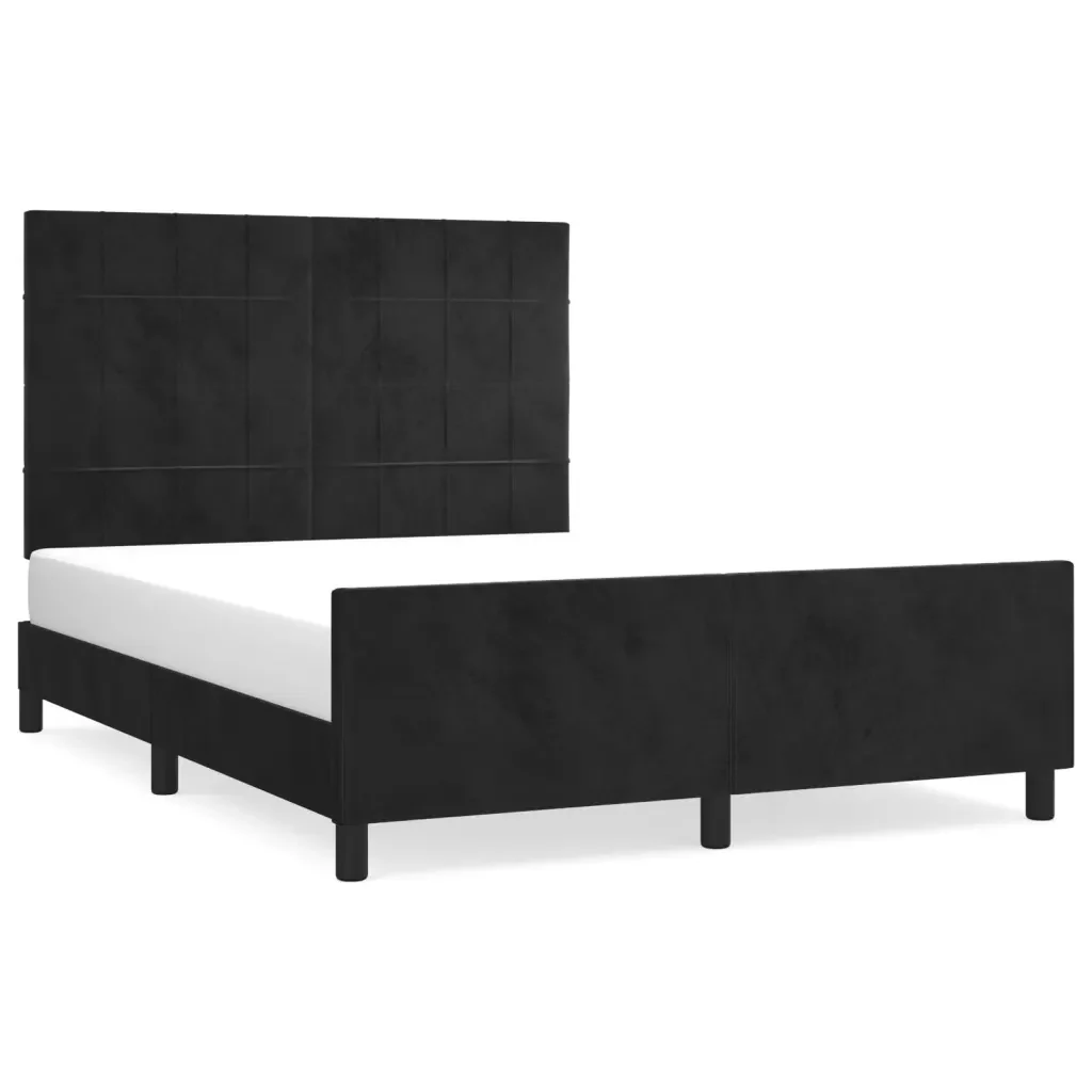 Letto matrimoniale | Letto per adulti | Giroletto senza Materasso Nero 140x190 cm in Velluto