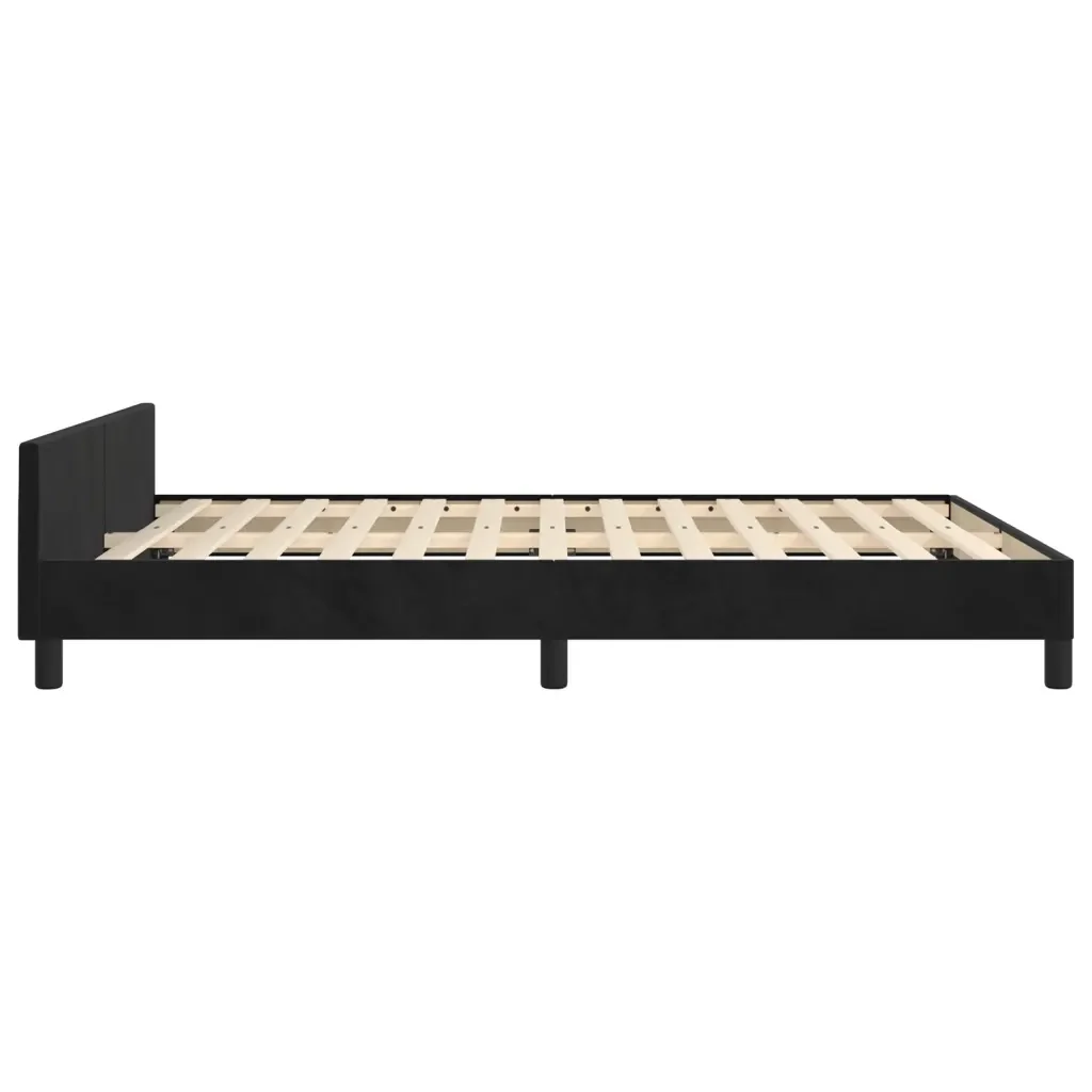 Letto matrimoniale | Letto per adulti | Giroletto senza Materasso Nero 140x190 cm in Velluto - Image 7