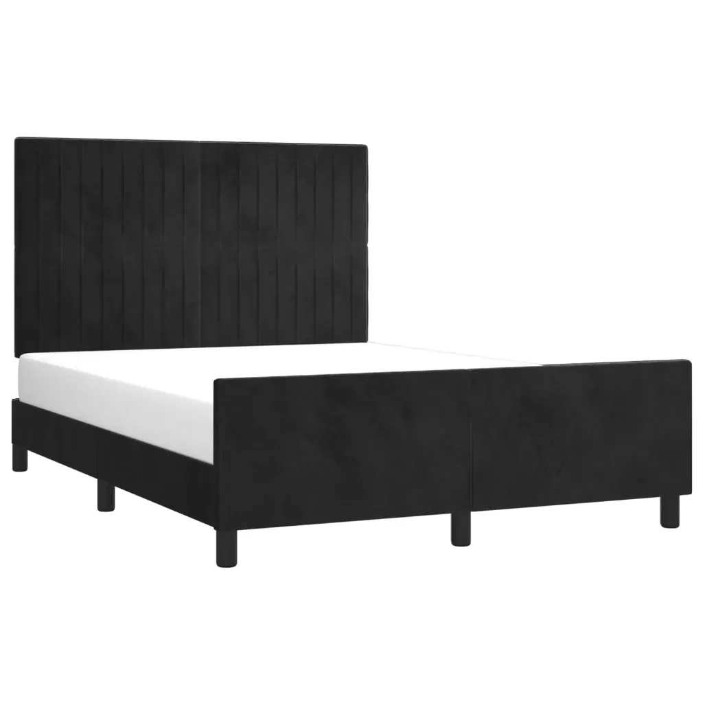 Letto matrimoniale | Letto per adulti | Giroletto senza Materasso Nero 140x190 cm in Velluto - Image 3