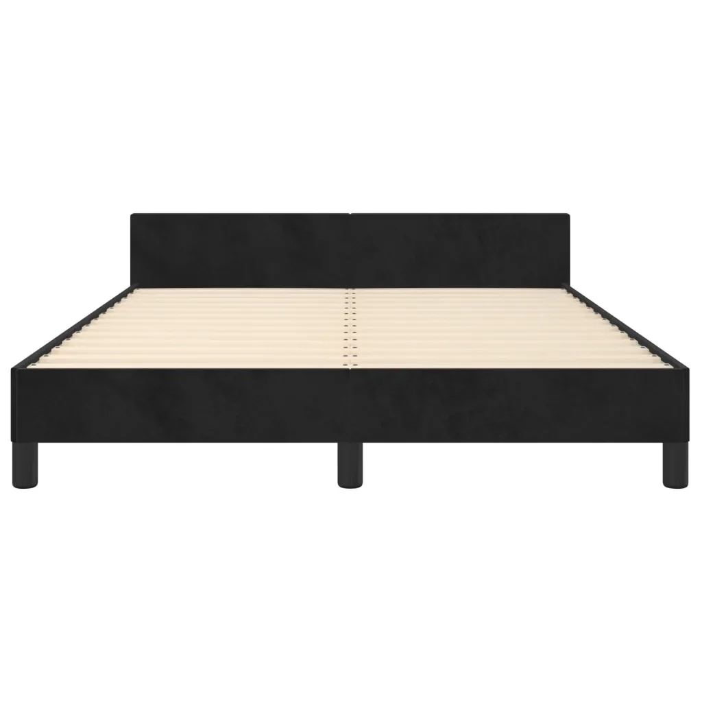 Letto matrimoniale | Letto per adulti | Giroletto senza Materasso Nero 140x190 cm in Velluto - Image 6