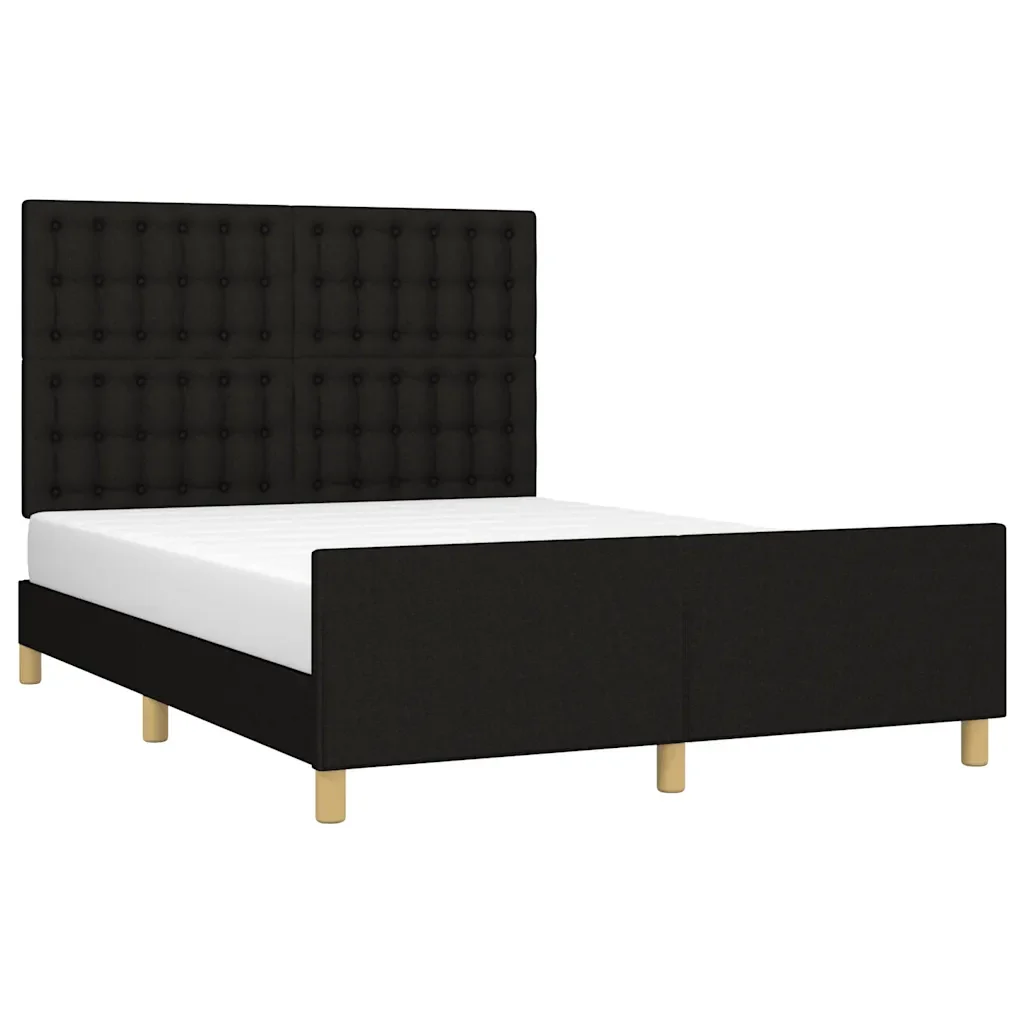 Letto matrimoniale | Letto per adulti | Giroletto senza Materasso Nero 140x200 cm in Tessuto - Image 4