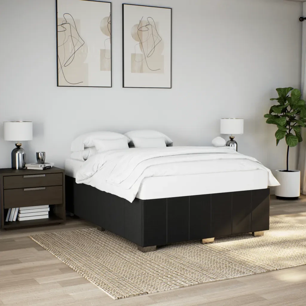 Letto matrimoniale | Letto per adulti | Giroletto senza Materasso Nero 140x200 cm in Tessuto - Image 2