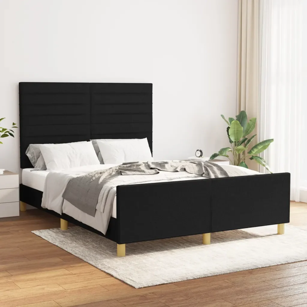 Letto matrimoniale | Letto per adulti | Giroletto senza Materasso Nero 140x200 cm in Tessuto - Image 2