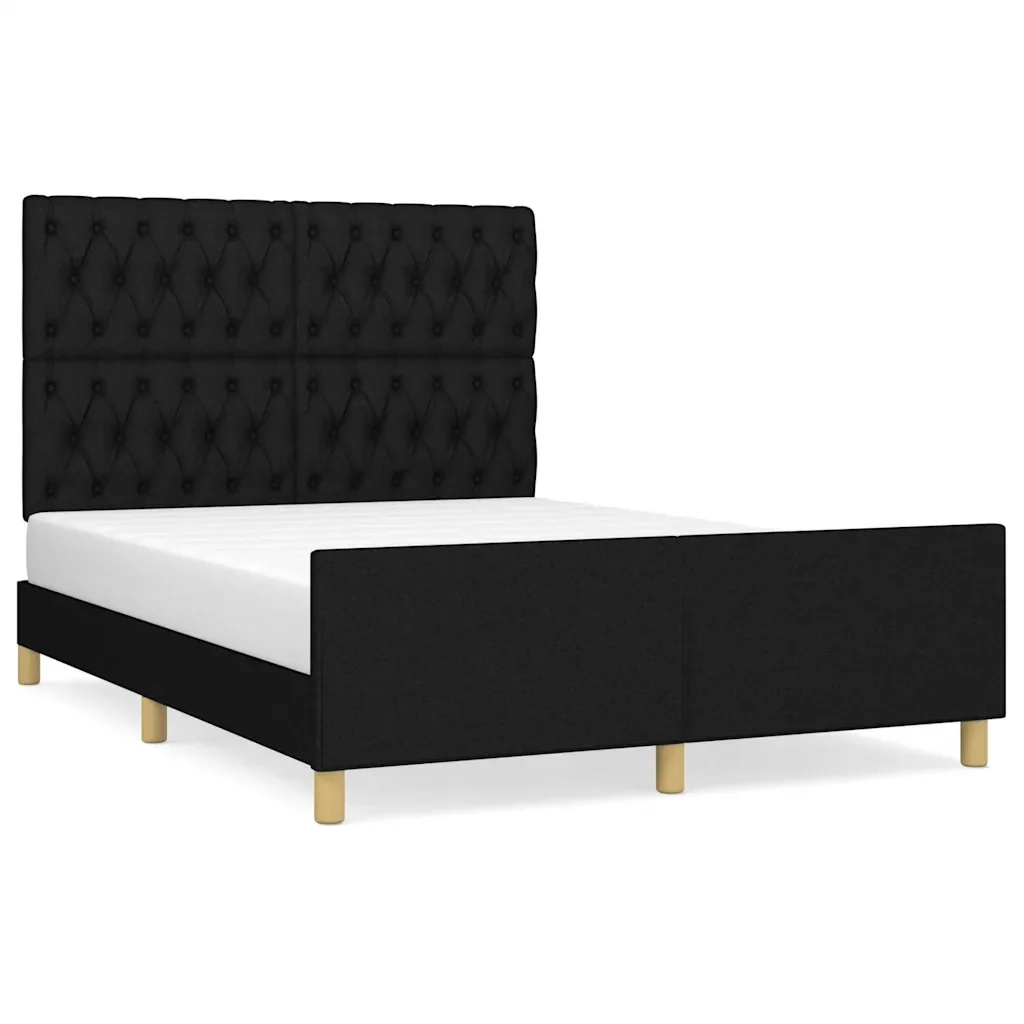 Letto matrimoniale | Letto per adulti | Giroletto senza Materasso Nero 140x200 cm in Tessuto