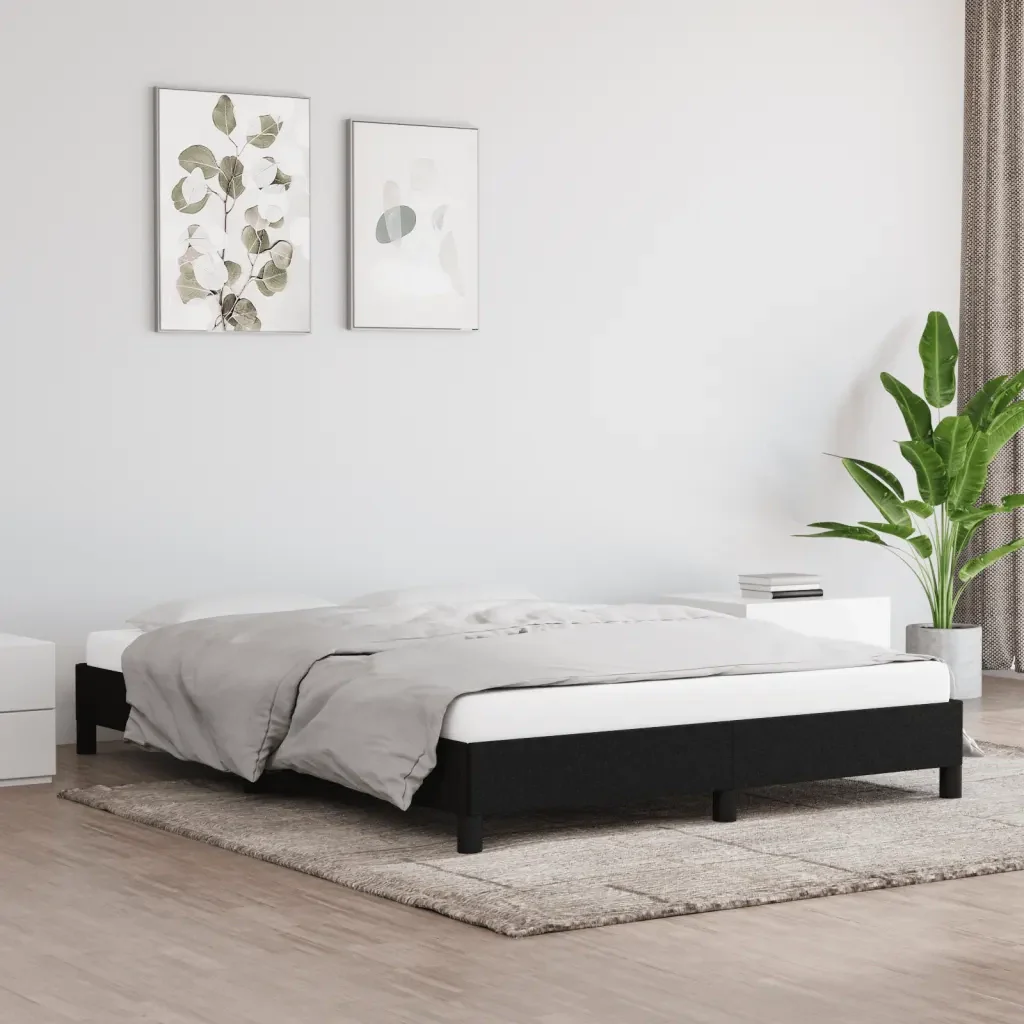 Letto matrimoniale | Letto per adulti | Giroletto senza Materasso Nero 140x200 cm in Tessuto - Image 2