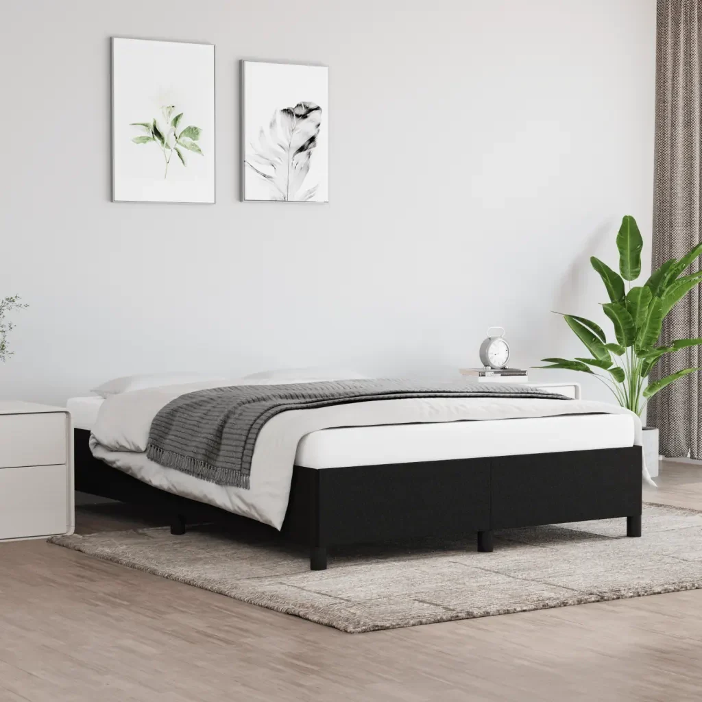 Letto matrimoniale | Letto per adulti | Giroletto senza Materasso Nero 140x200 cm in Tessuto - Image 2