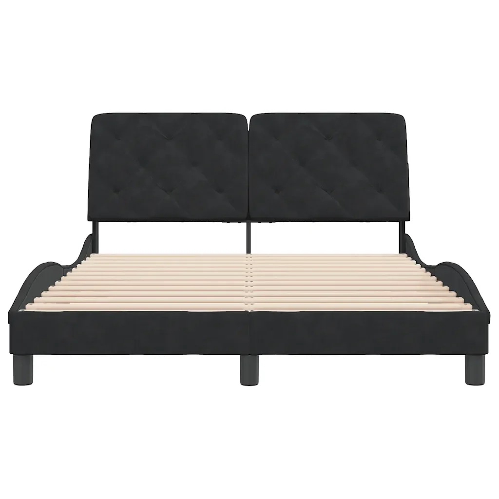 Letto matrimoniale | Letto per adulti | Giroletto senza Materasso Nero 140x200 cm in Velluto - Image 5