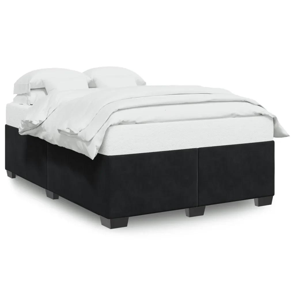 Letto matrimoniale | Letto per adulti | Giroletto senza Materasso Nero 140x200 cm in Velluto