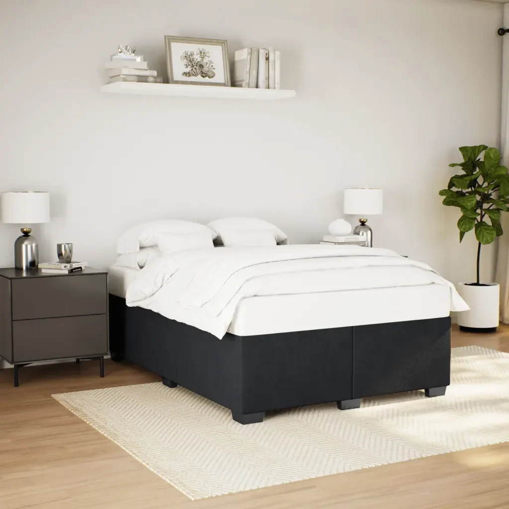 Letto matrimoniale | Letto per adulti | Giroletto senza Materasso Nero 140x200 cm in Velluto - Image 2