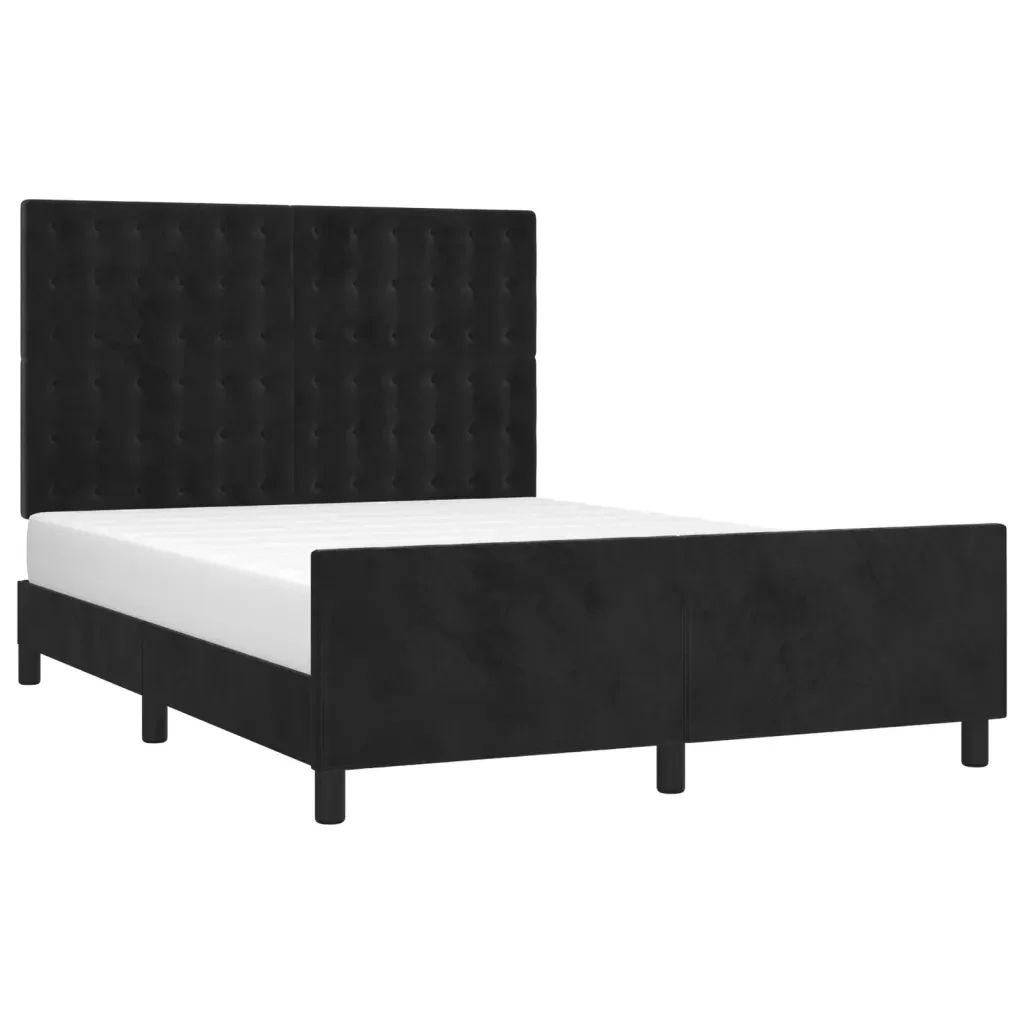 Letto matrimoniale | Letto per adulti | Giroletto senza Materasso Nero 140x200 cm in Velluto - Image 4