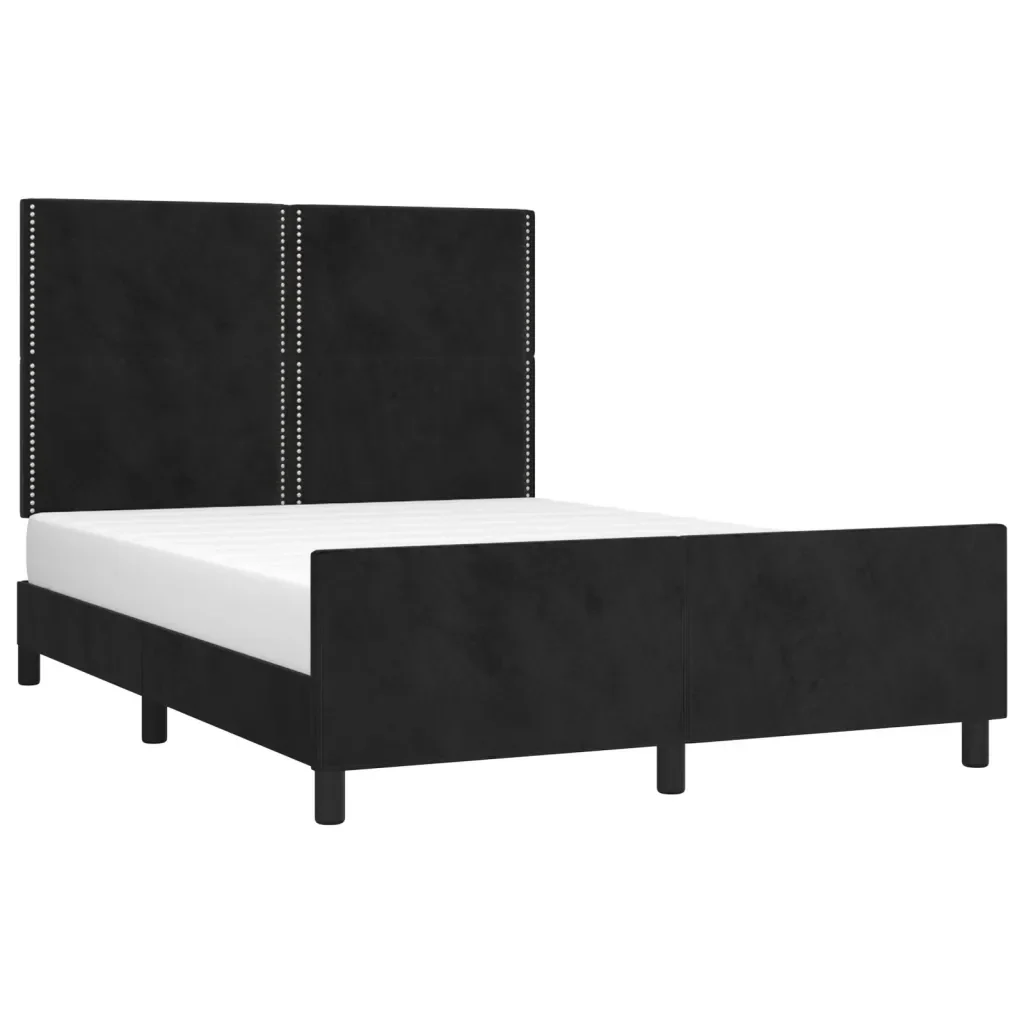 Letto matrimoniale | Letto per adulti | Giroletto senza Materasso Nero 140x200 cm in Velluto - Image 3