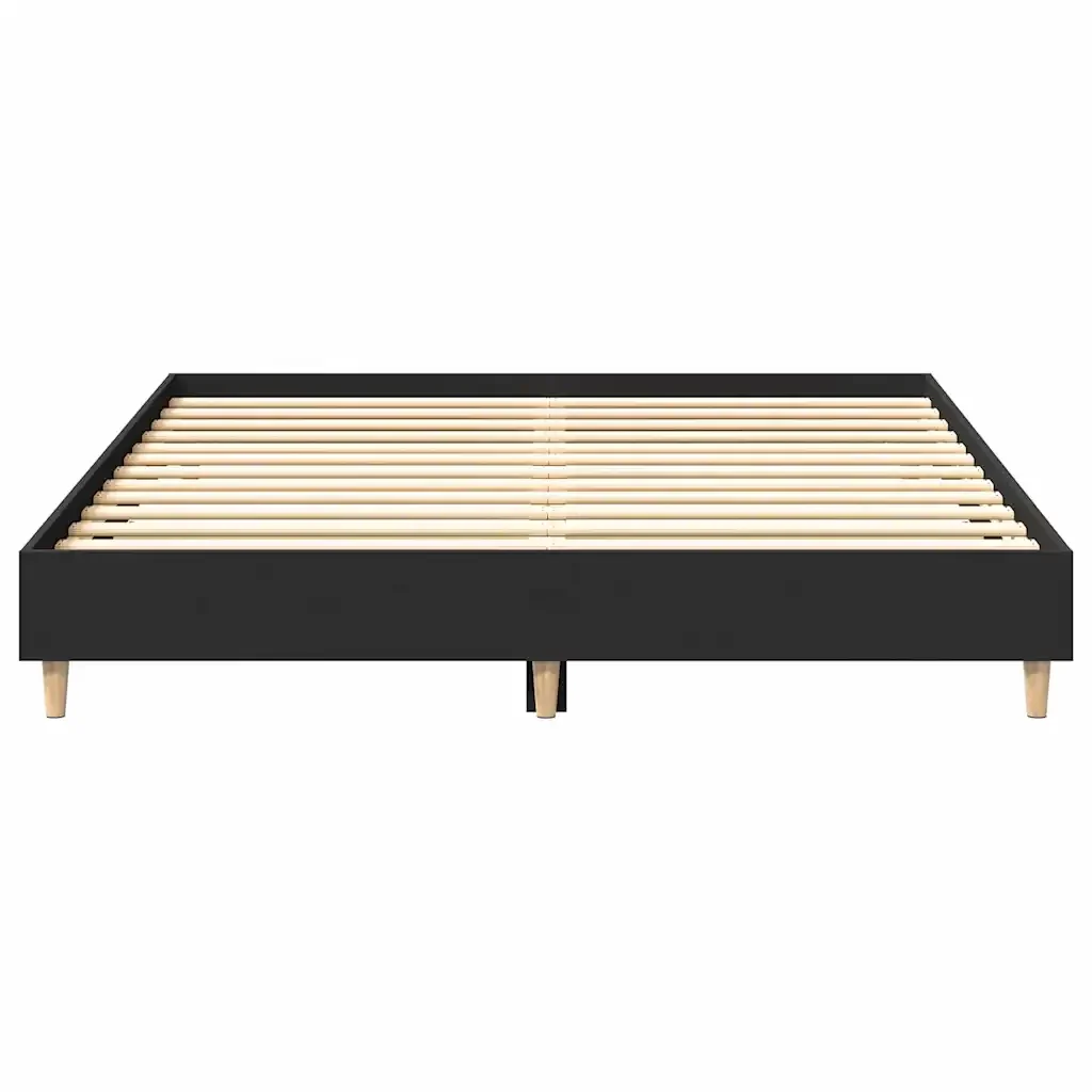 Letto matrimoniale | Letto per adulti | Giroletto senza Materasso Nero 150x200 cm in Legno Multistrato - Image 5