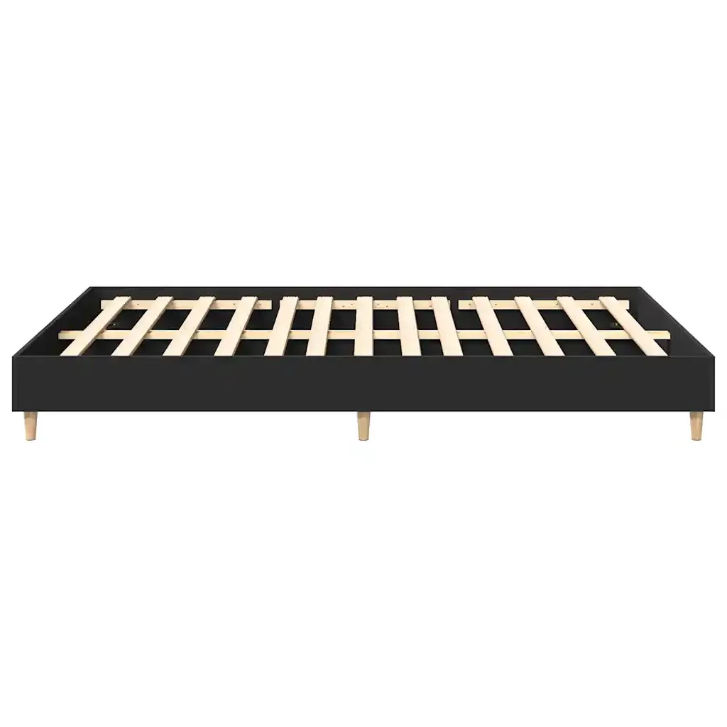 Letto matrimoniale | Letto per adulti | Giroletto senza Materasso Nero 150x200 cm in Legno Multistrato - Image 6