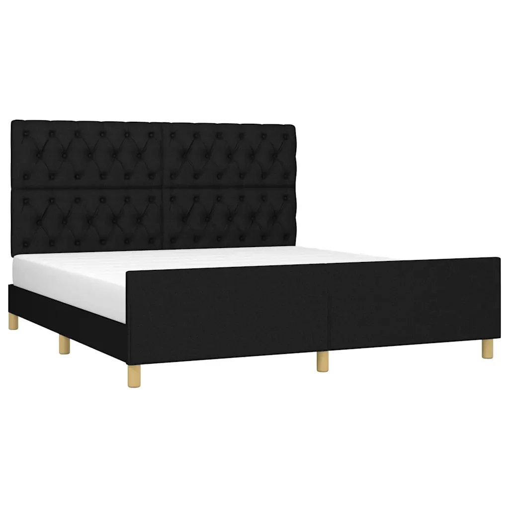 Letto matrimoniale | Letto per adulti | Giroletto senza Materasso Nero 160x200 cm in Tessuto - Image 3