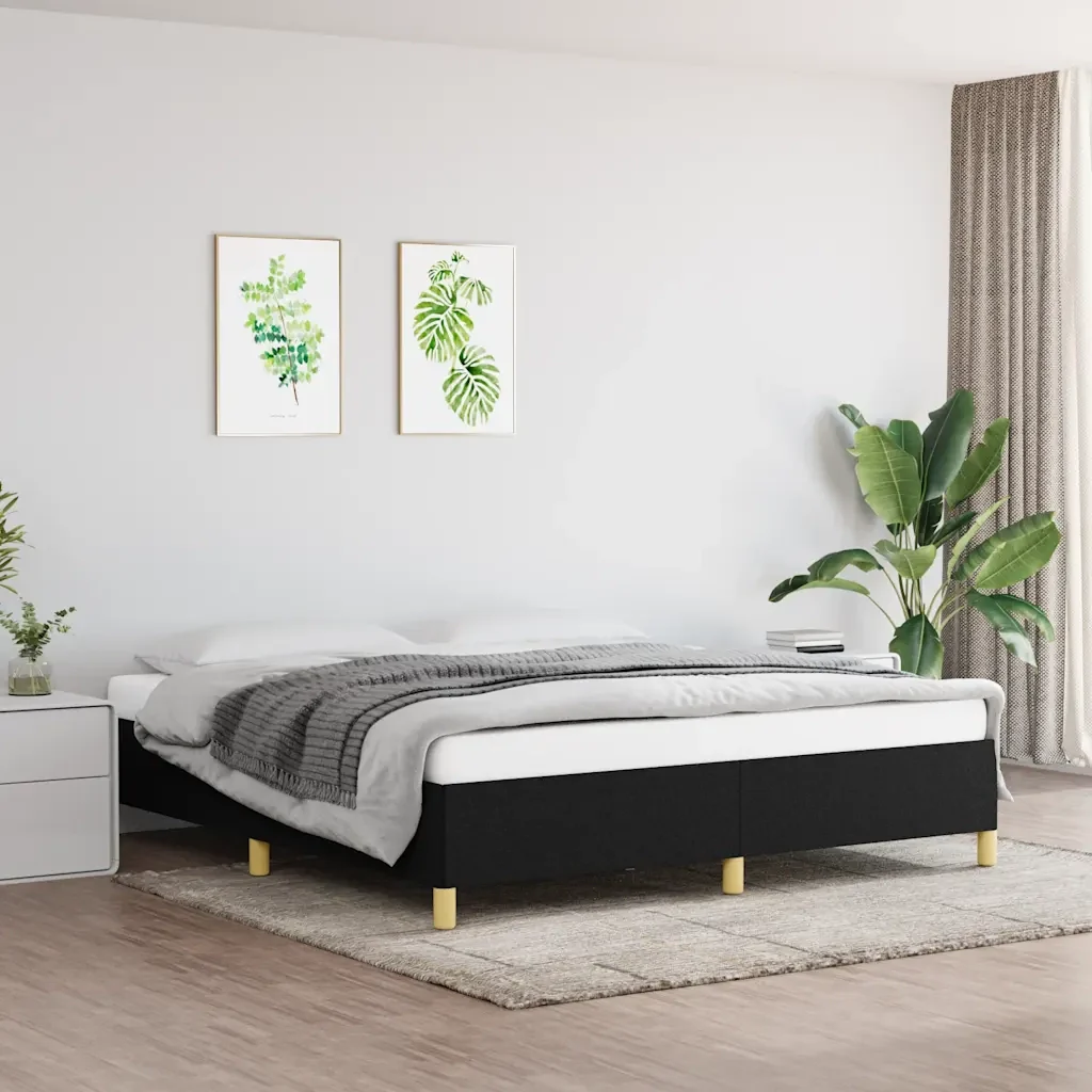 Letto matrimoniale | Letto per adulti | Giroletto senza Materasso Nero 160x200 cm in Tessuto - Image 2