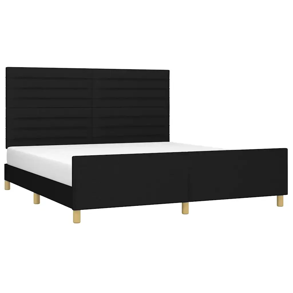 Letto matrimoniale | Letto per adulti | Giroletto senza Materasso Nero 160x200 cm in Tessuto - Image 4