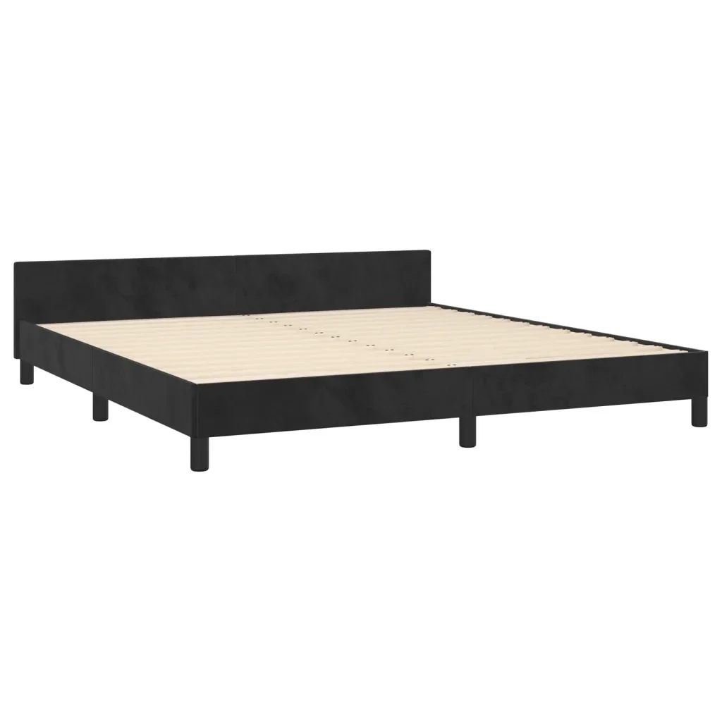 Letto matrimoniale | Letto per adulti | Giroletto senza Materasso Nero 160x200 cm in Velluto - Image 5