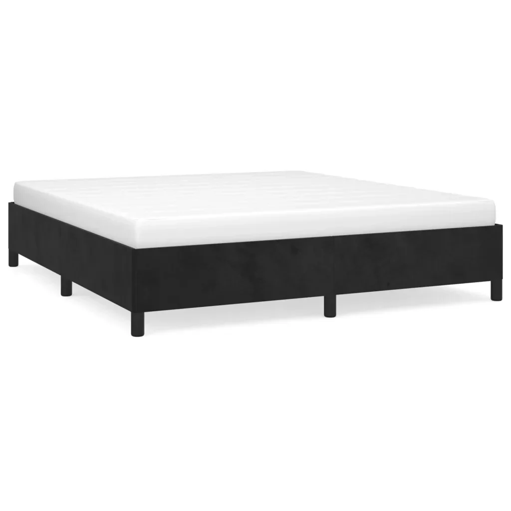 Letto matrimoniale | Letto per adulti | Giroletto senza Materasso Nero 160x200 cm in Velluto