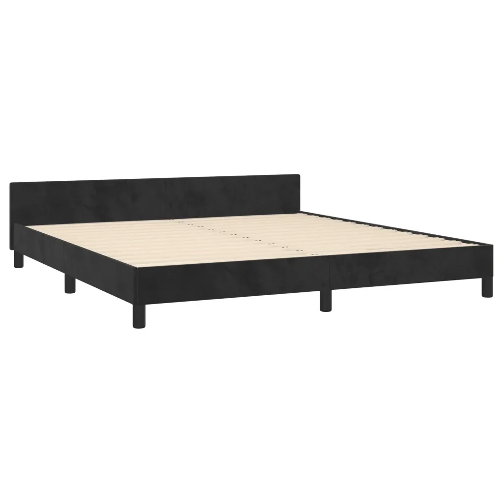 Letto matrimoniale | Letto per adulti | Giroletto senza Materasso Nero 160x200 cm in Velluto - Image 5