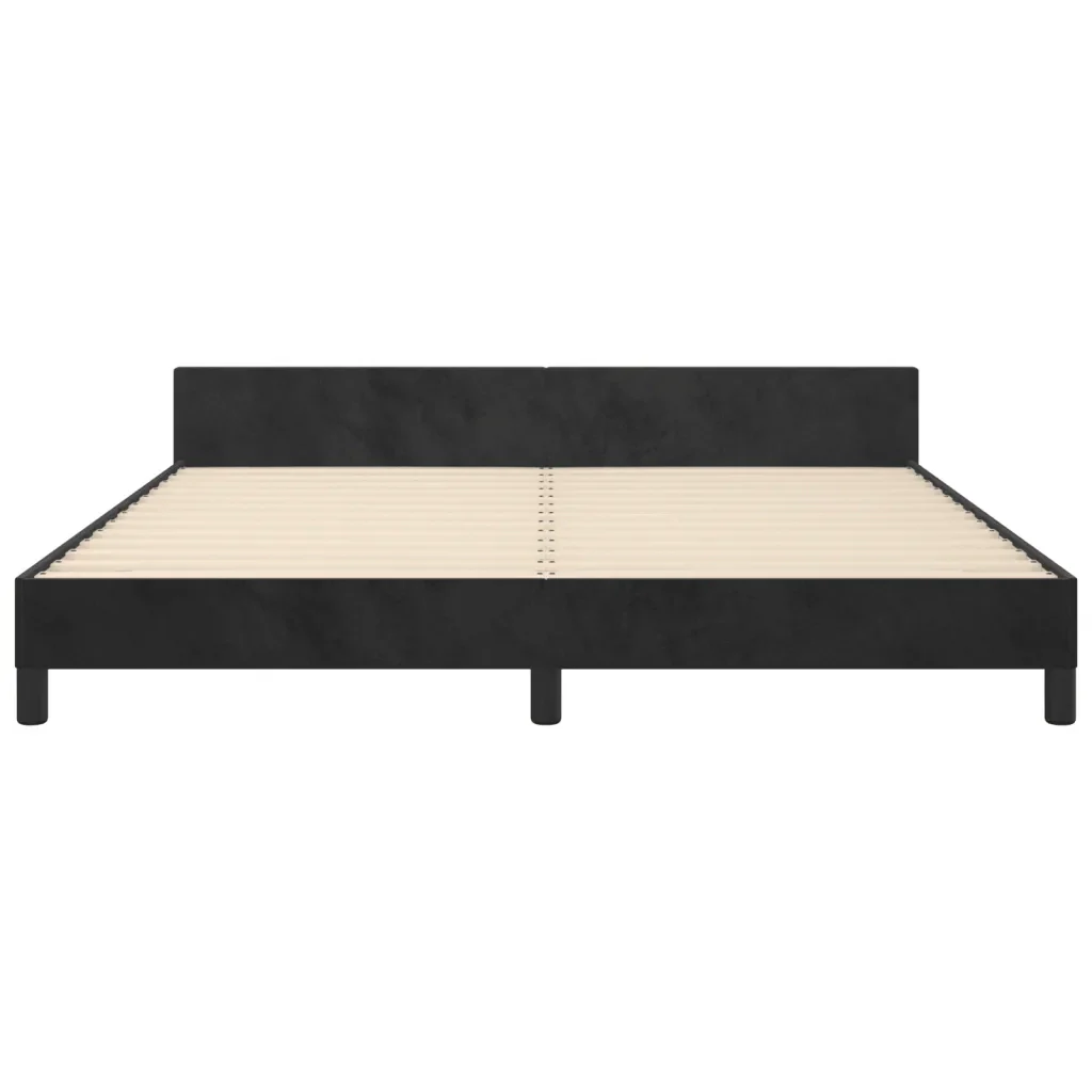 Letto matrimoniale | Letto per adulti | Giroletto senza Materasso Nero 160x200 cm in Velluto - Image 6